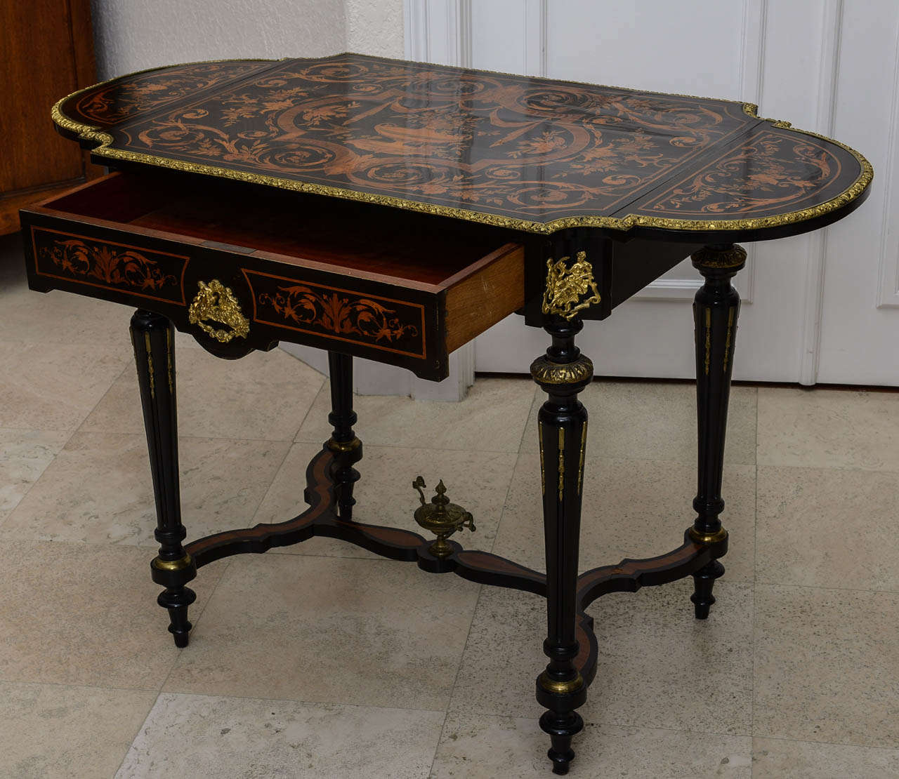 French Drop-Leaf Center Table, Vanity, or Desk from the 19th Century For Sale 3