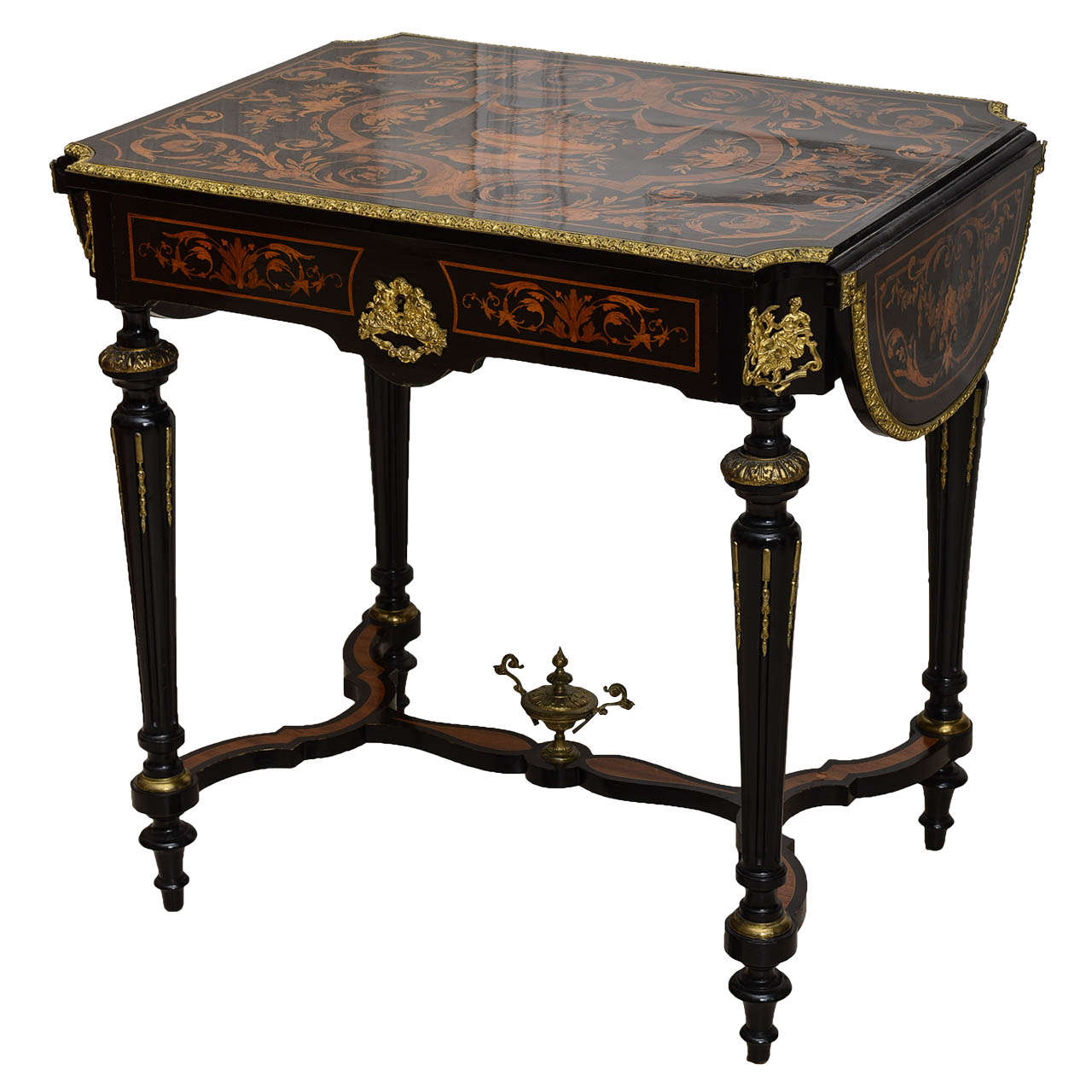 French Drop-Leaf Center Table, Vanity, or Desk from the 19th Century For Sale