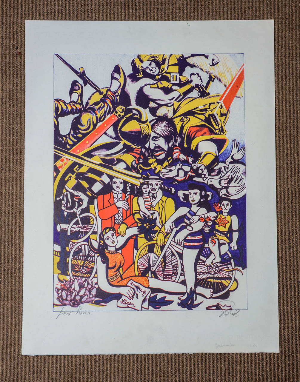 Gudmundur Erro, Icelandic artist born in 1932. Hommage to Fernand Léger signed, dedicated and dated.