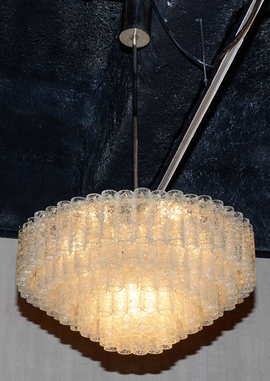 German Pair of 1950s - 1960s Glass Chandeliers by Doria