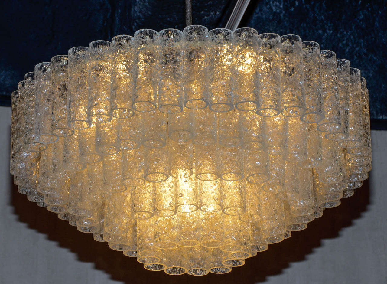 Pair of 1950s - 1960s Glass Chandeliers by Doria In Excellent Condition In Paris, FR
