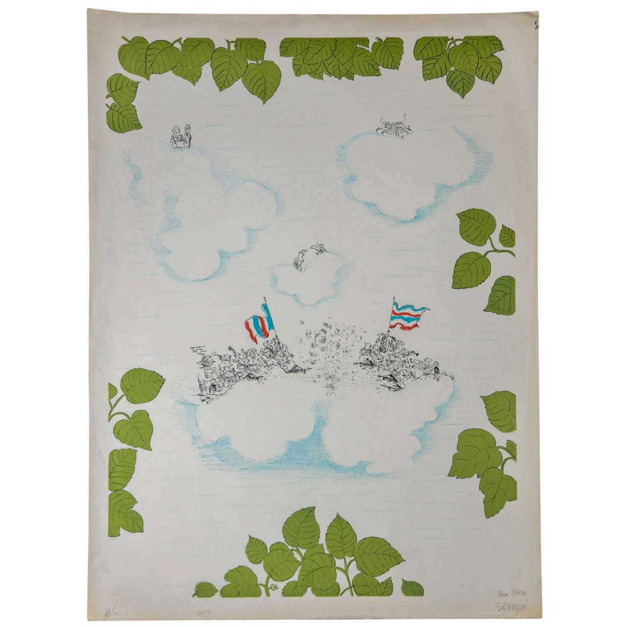 Color Lithograph by Sempe, Print, Signed and Dedicated