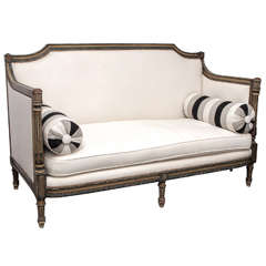 Maison Jansen Louis XVI Style Carved Painted Wood and Upholstered Sofa