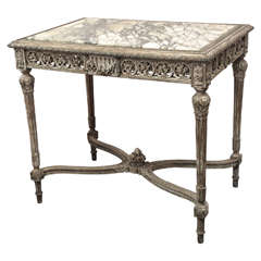 19th Century Italian Carved Wood and Marble Side Table