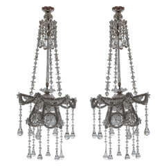 Pair of Crystal and Cut Glass Chandeliers, France, 19th/20th Centuries