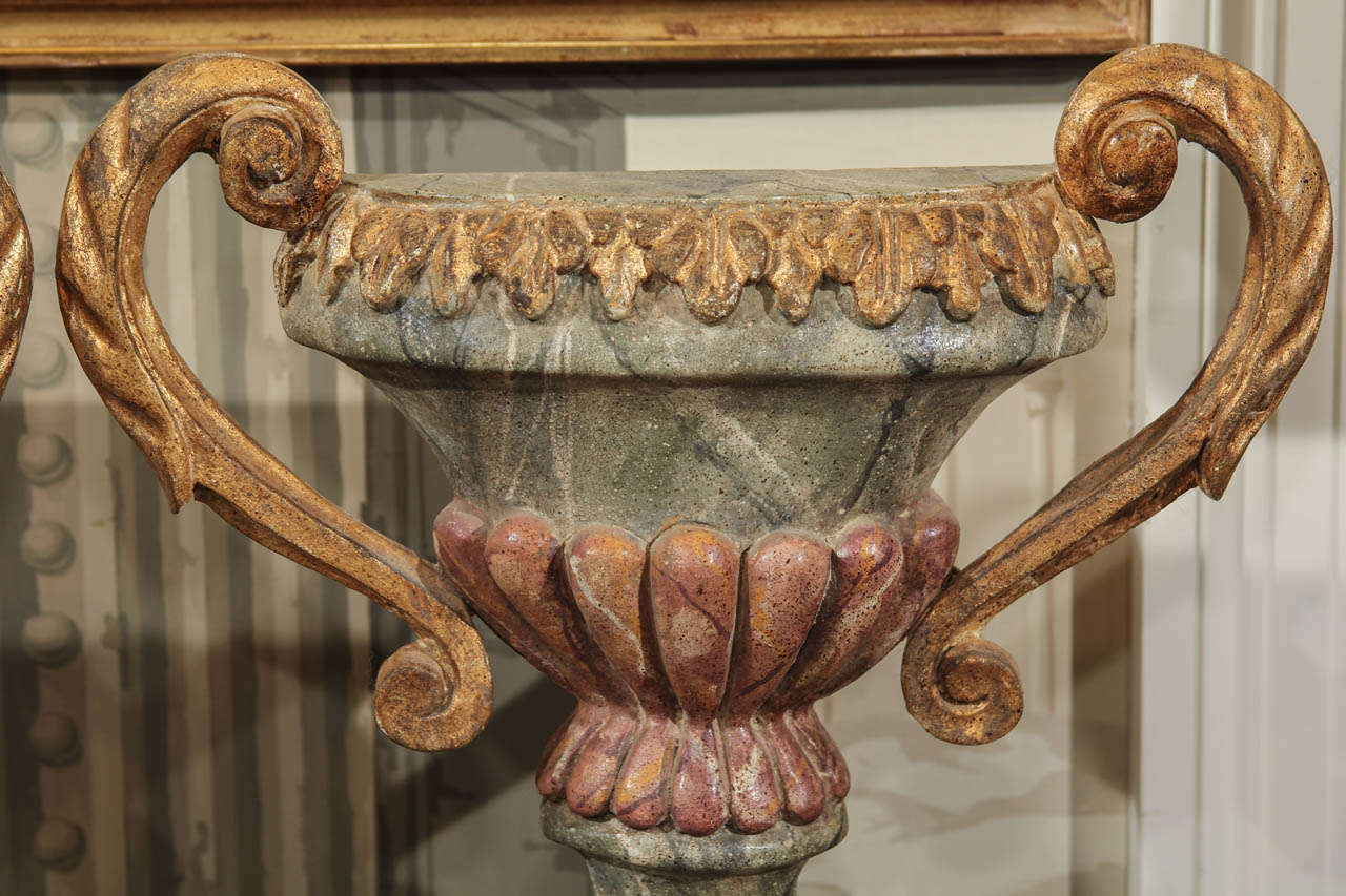 Baroque Revival Pair of Ornamental Wood Vases For Sale