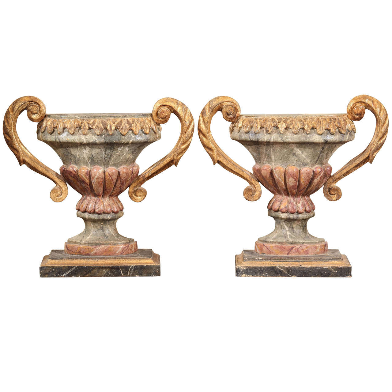 Pair of Ornamental Wood Vases For Sale