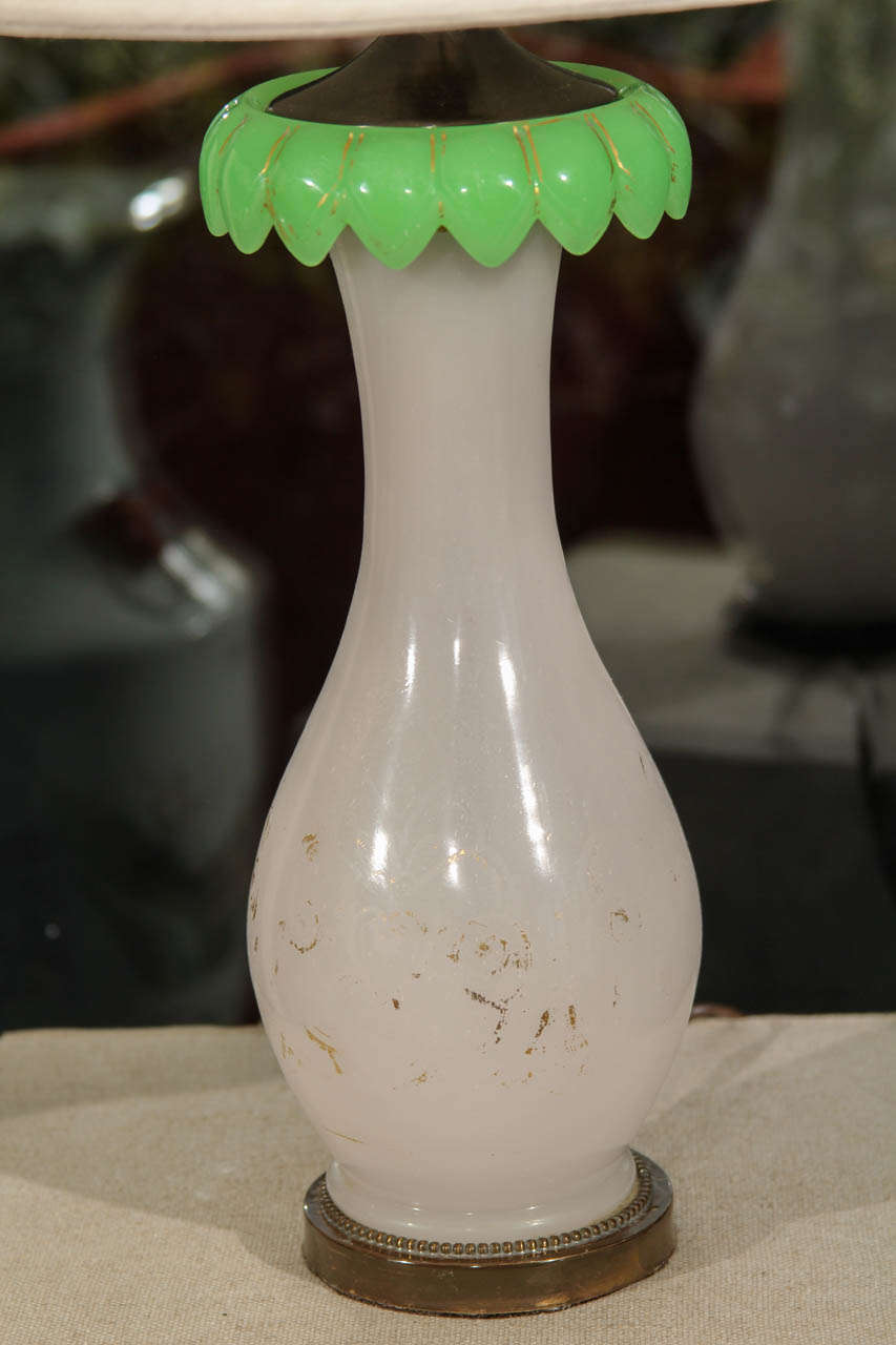 French Opaline Lamp Base For Sale