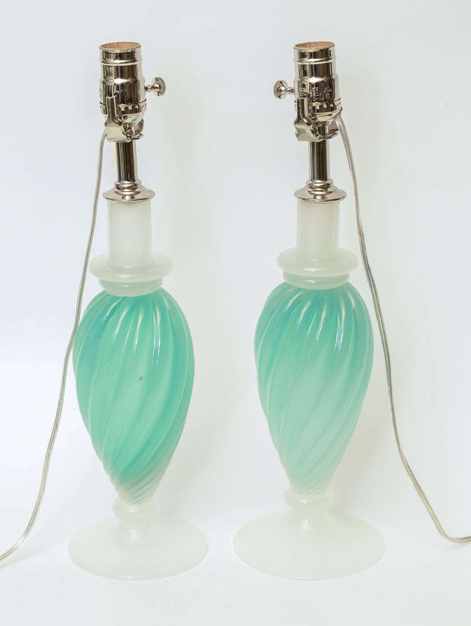 20th Century Pair of Handblown Murano Italian Glass Lamps