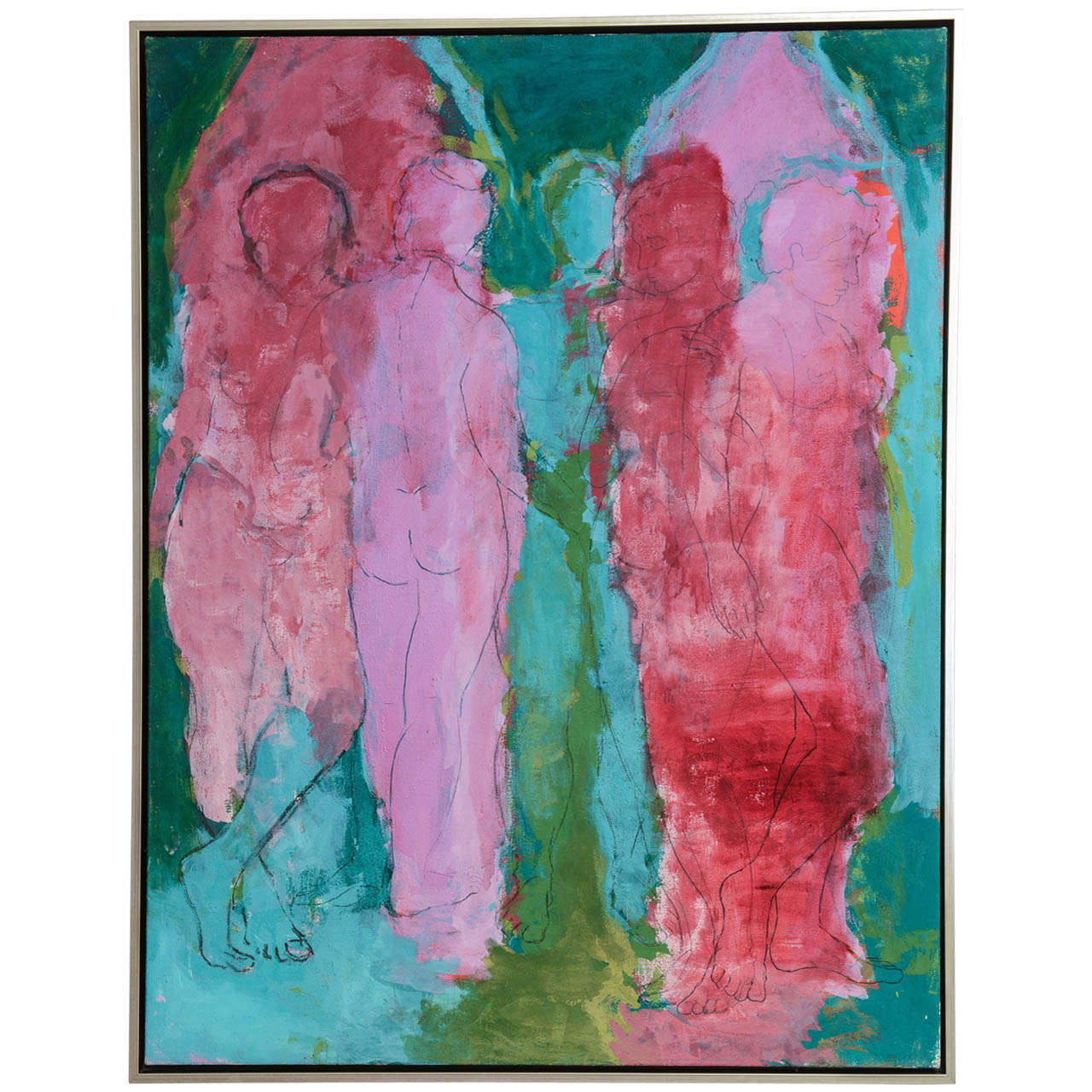 20th Century Abstract by Jan Sivertsen, "Figure ... Red/Greed" For Sale