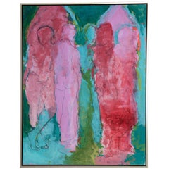 20th Century Abstract by Jan Sivertsen, "Figure ... Red/Greed"