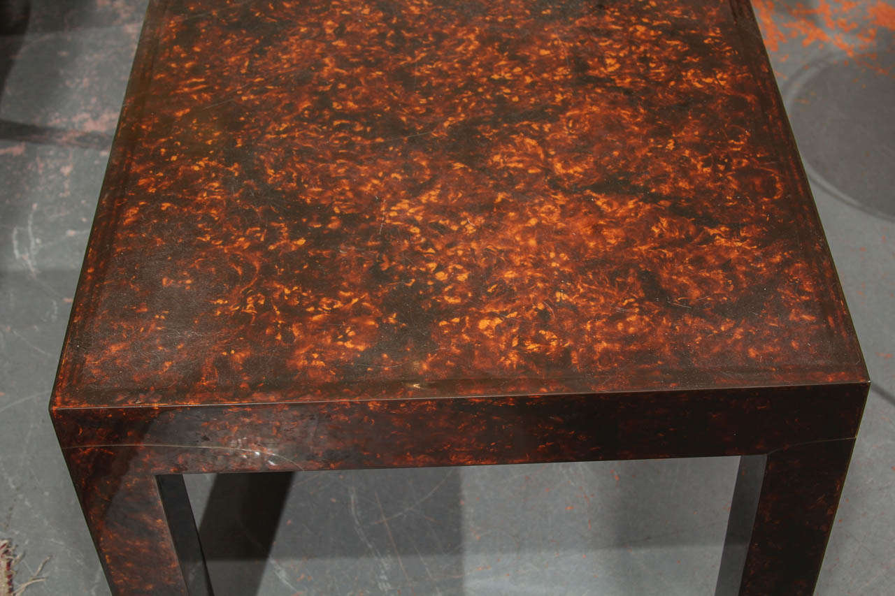 Mid Century Faux Tortoise Side Table In Distressed Condition For Sale In Seattle, WA