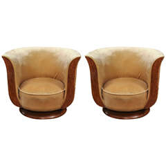 Pair of French Deco Hotel Club Chairs