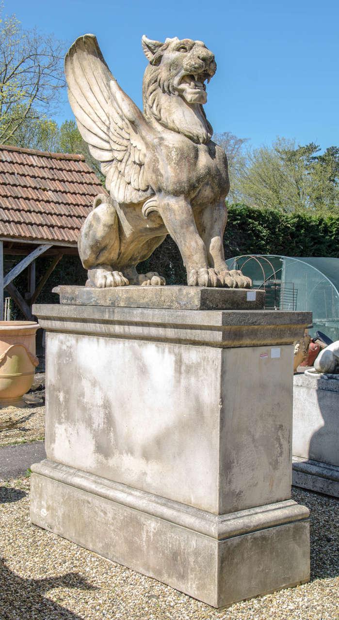 Large Winged Lion on Plinth
