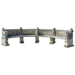 Used Architectural Curved Stone Garden Bench