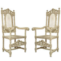 Renaissance Style English Painted Hall Chairs "Saturday Sale"