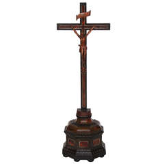 19th Century French Ebony & Red Tortoiseshell Crucifix