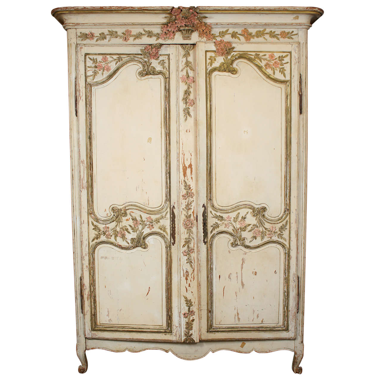  Painted French Wedding Armoire