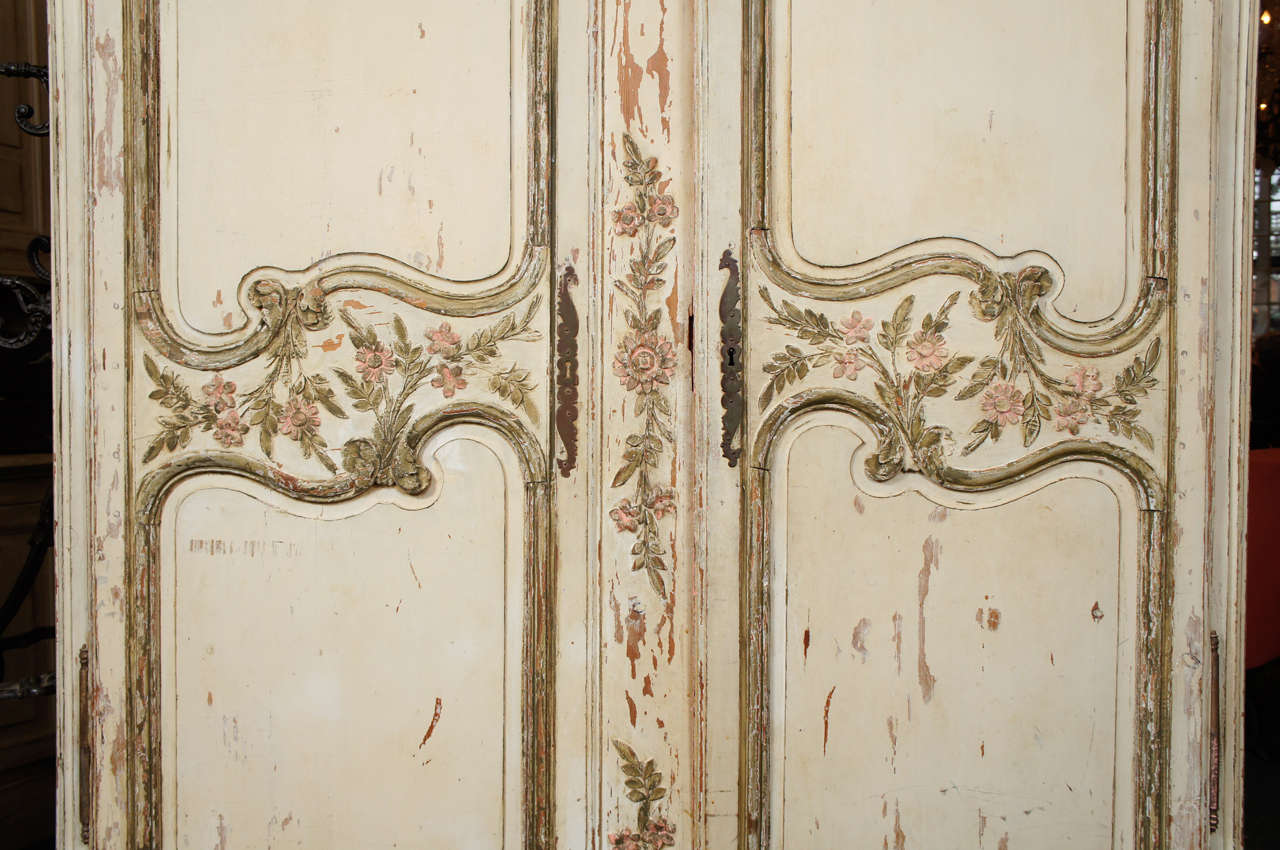 19th Century  Painted French Wedding Armoire
