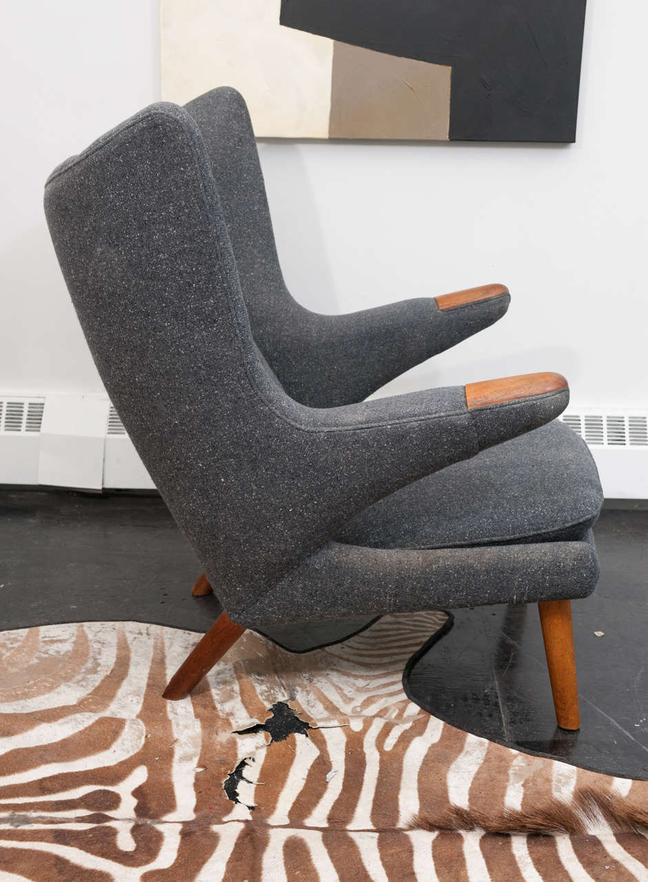 Vintage Hans Wegner Papa Bear Chair and Ottoman In Good Condition In Toronto, ON