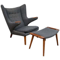 Vintage Hans Wegner Papa Bear Chair and Ottoman