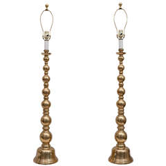 A Pair of Exotic Brass Lamps