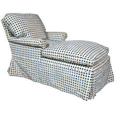 A Hollywood Regency Blue and White Checkered Chaise Longue