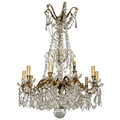 Antique Bronze and Crystal Georgian Style Chandelier.