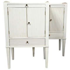 Pair Of White Paint Decorated Stands Night Tables. 