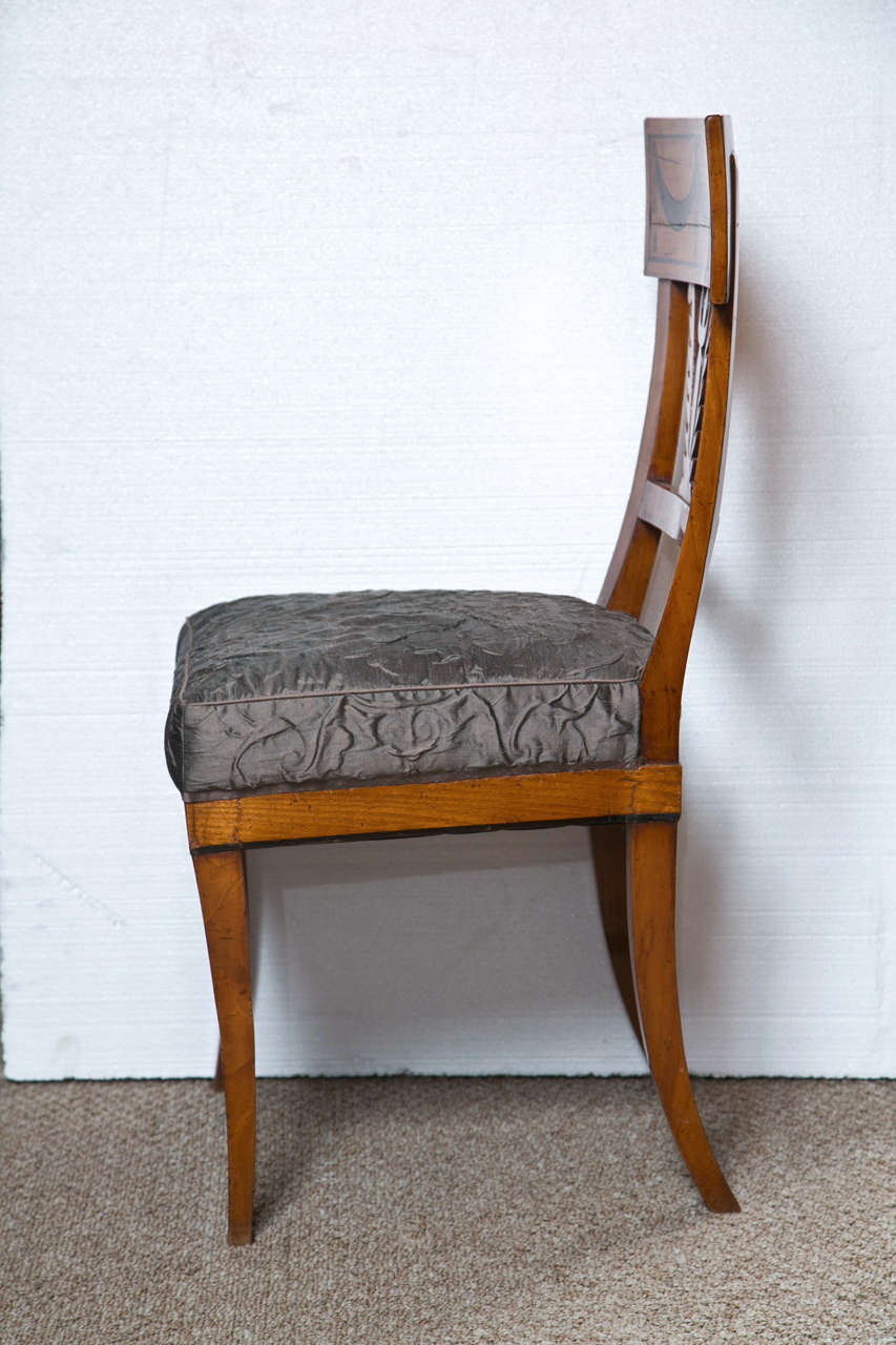Pair of Biedermeier Ebony Inlaid Side Chairs.  2