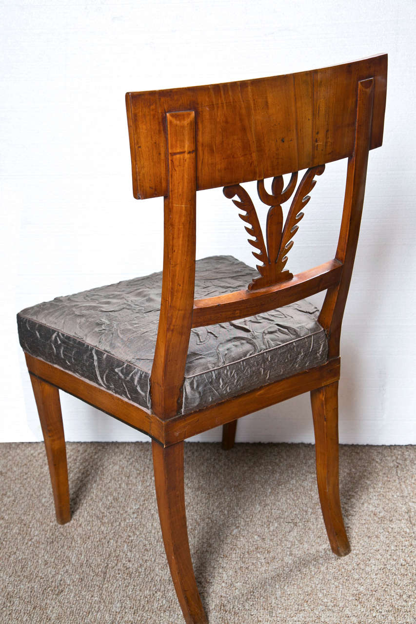 Pair of Biedermeier Ebony Inlaid Side Chairs.  3