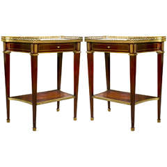 Pair of Marble Top End Tables Bedside Tables by Maison Jansen