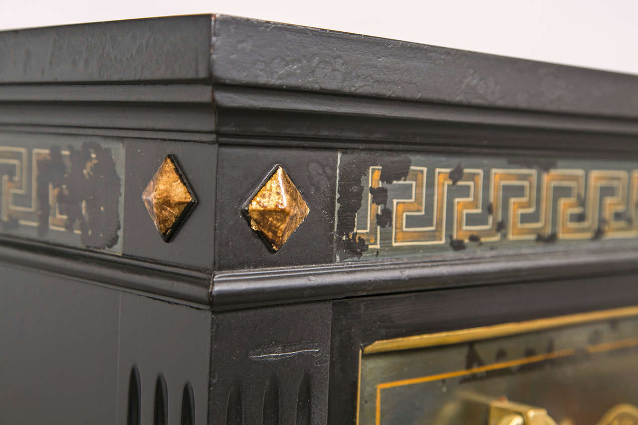 Mid-20th Century Pair of Ebonized Greek Key Design Commodes by Karges