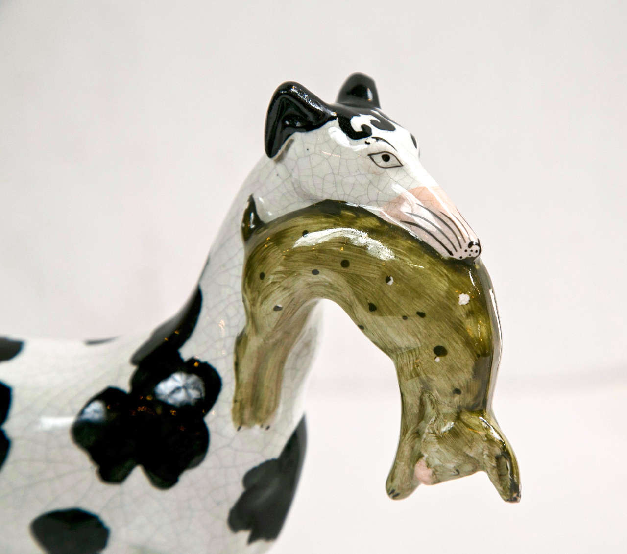 19th Century Pair of Staffordshire Greyhounds with Rabbits