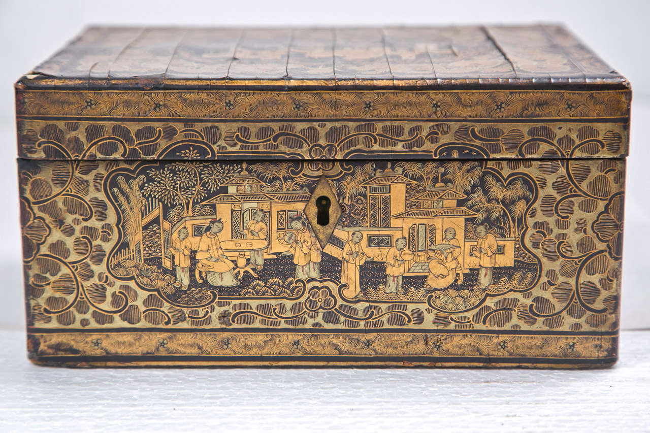 19th Century Chinoiserie Antique Humidor Jewelry Box 2