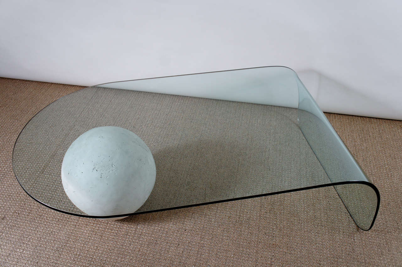 glass coffee table with ball legs