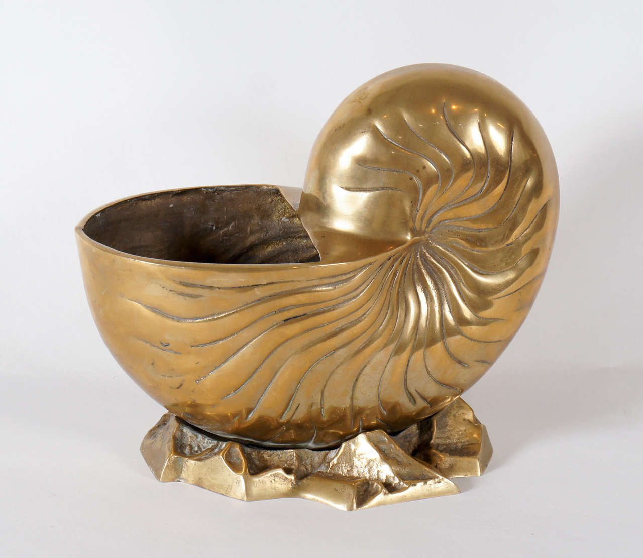 Here is a beautiful large scaled brass nautilus shell vase.