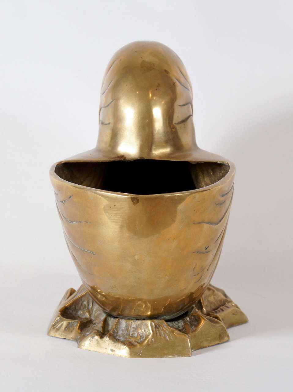 Unknown A Large Brass Nautilus Shell Vase