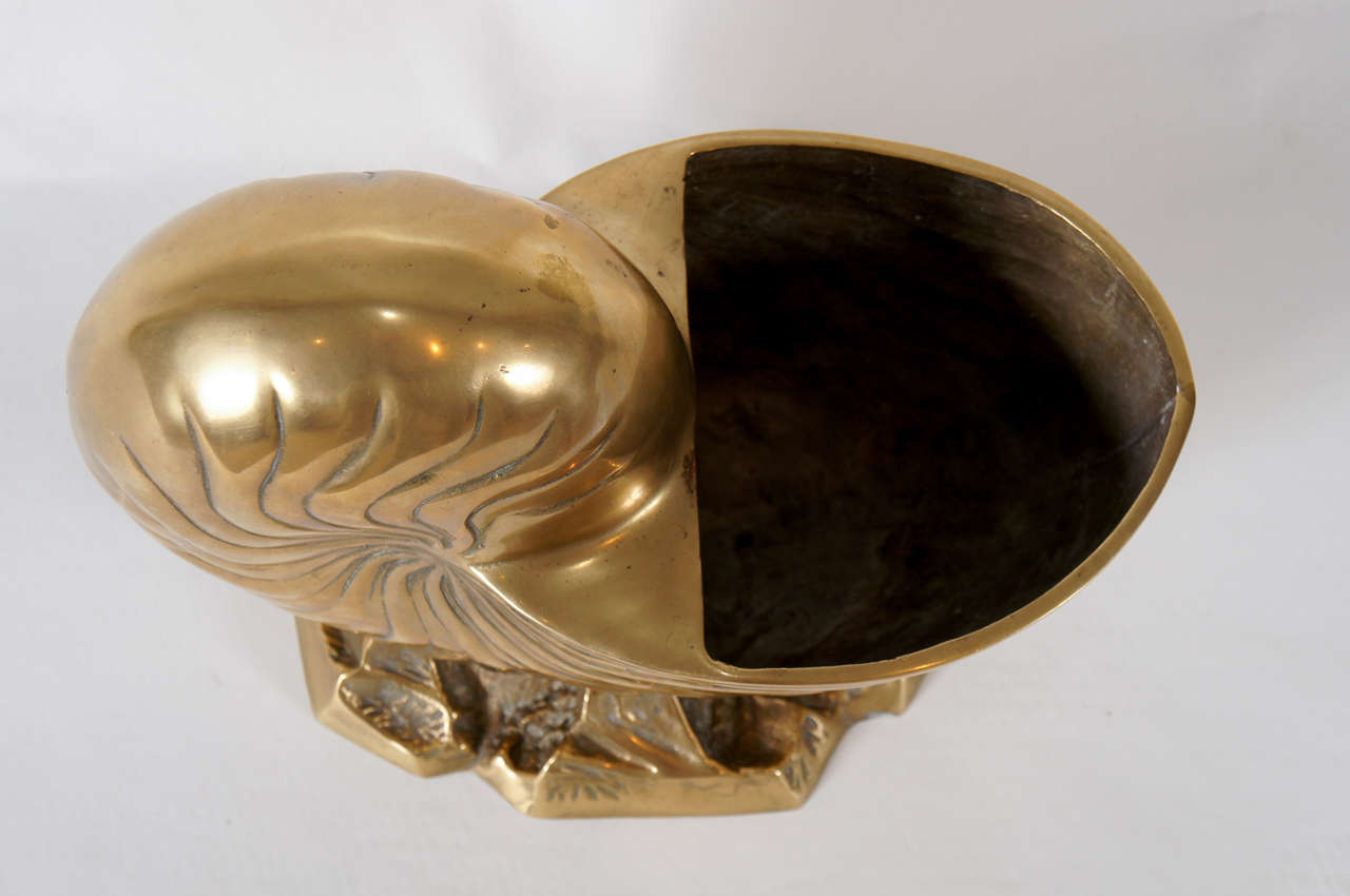 A Large Brass Nautilus Shell Vase 1