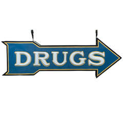 Vintage Large Scale Double Sided DRUGS sign