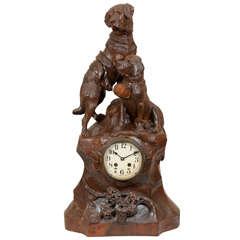 Carved wood black forest clock