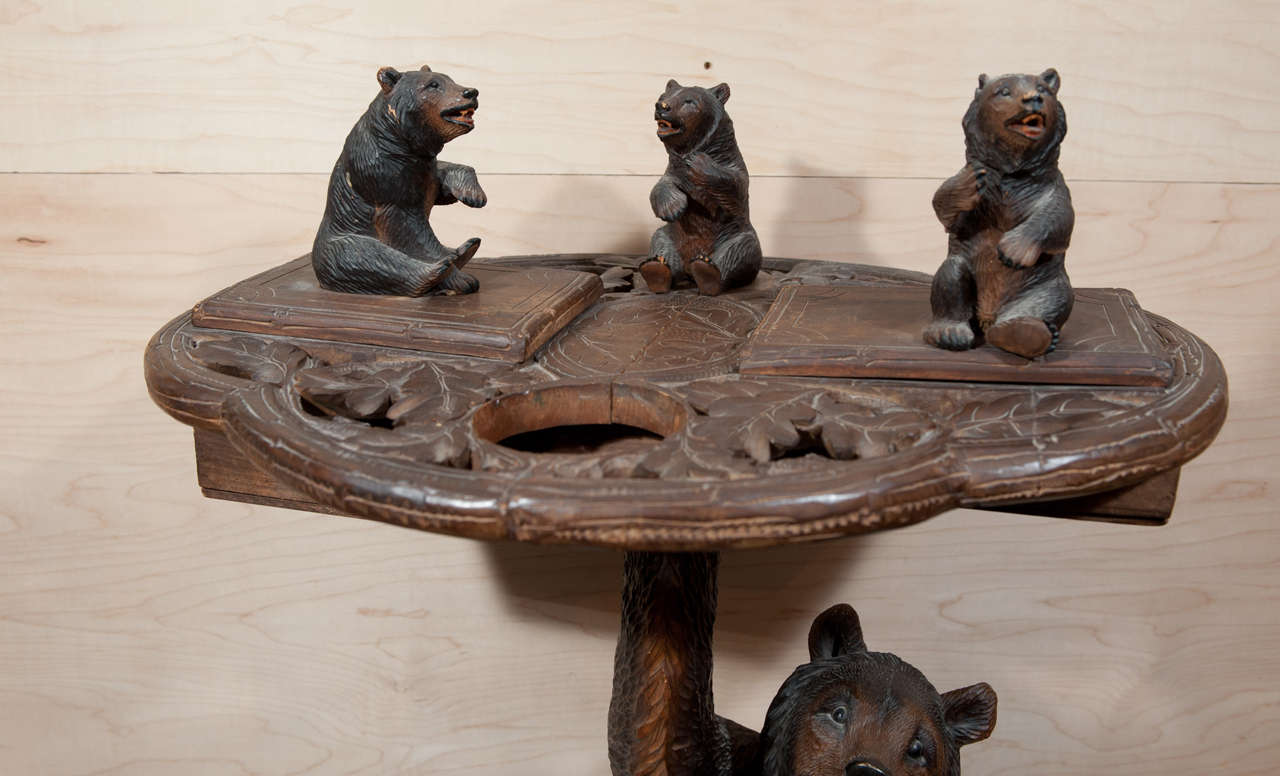 Wood Black Forest carved wood smoking stand
