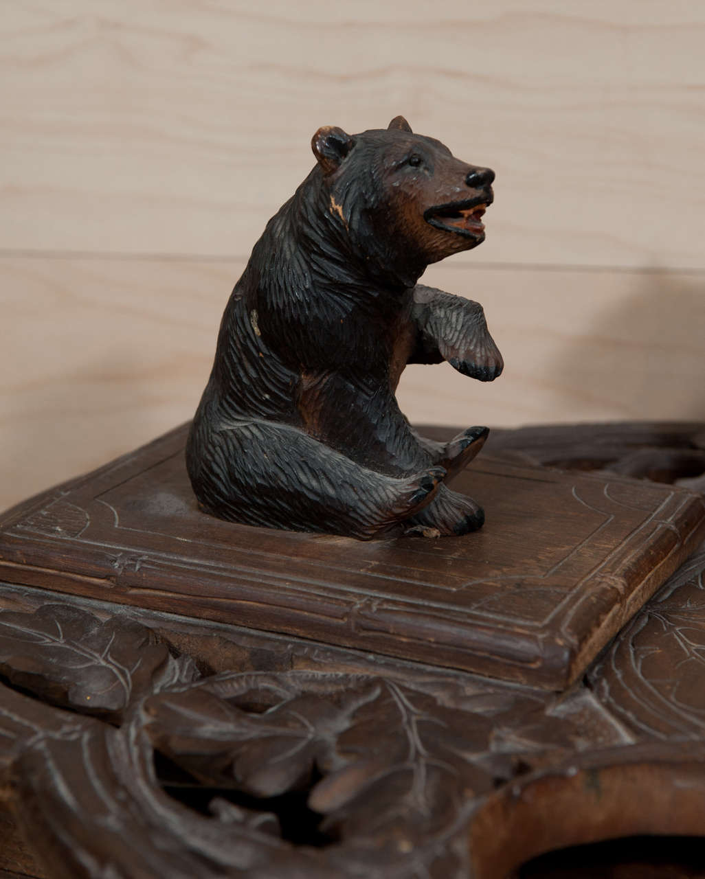 Black Forest carved wood smoking stand 1