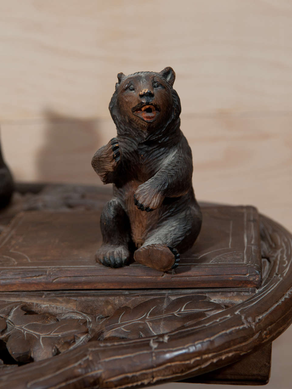 Black Forest carved wood smoking stand 2