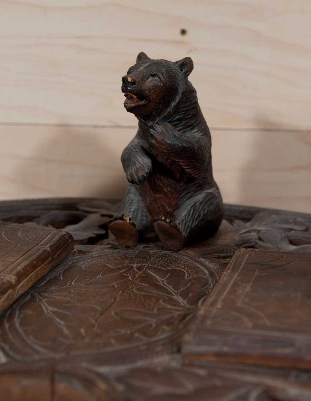 Black Forest carved wood smoking stand 3