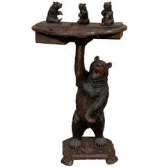 Black Forest carved wood smoking stand