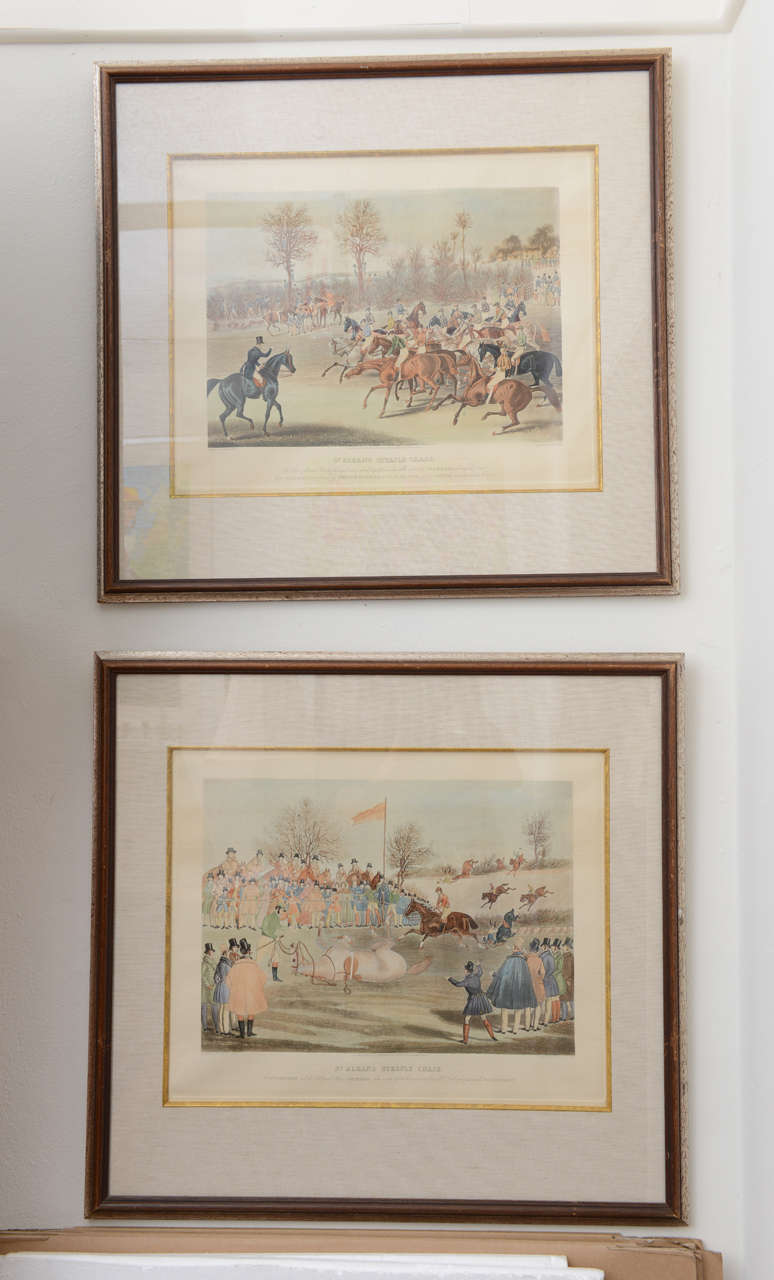 Pair St. Albans / Equestrian Steeplechase Engravings, Circa 1900