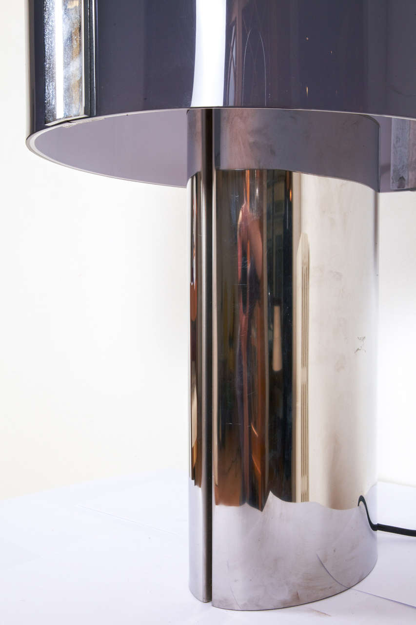 Chrome Pair Of Large Table Lamps, France, 1970's
