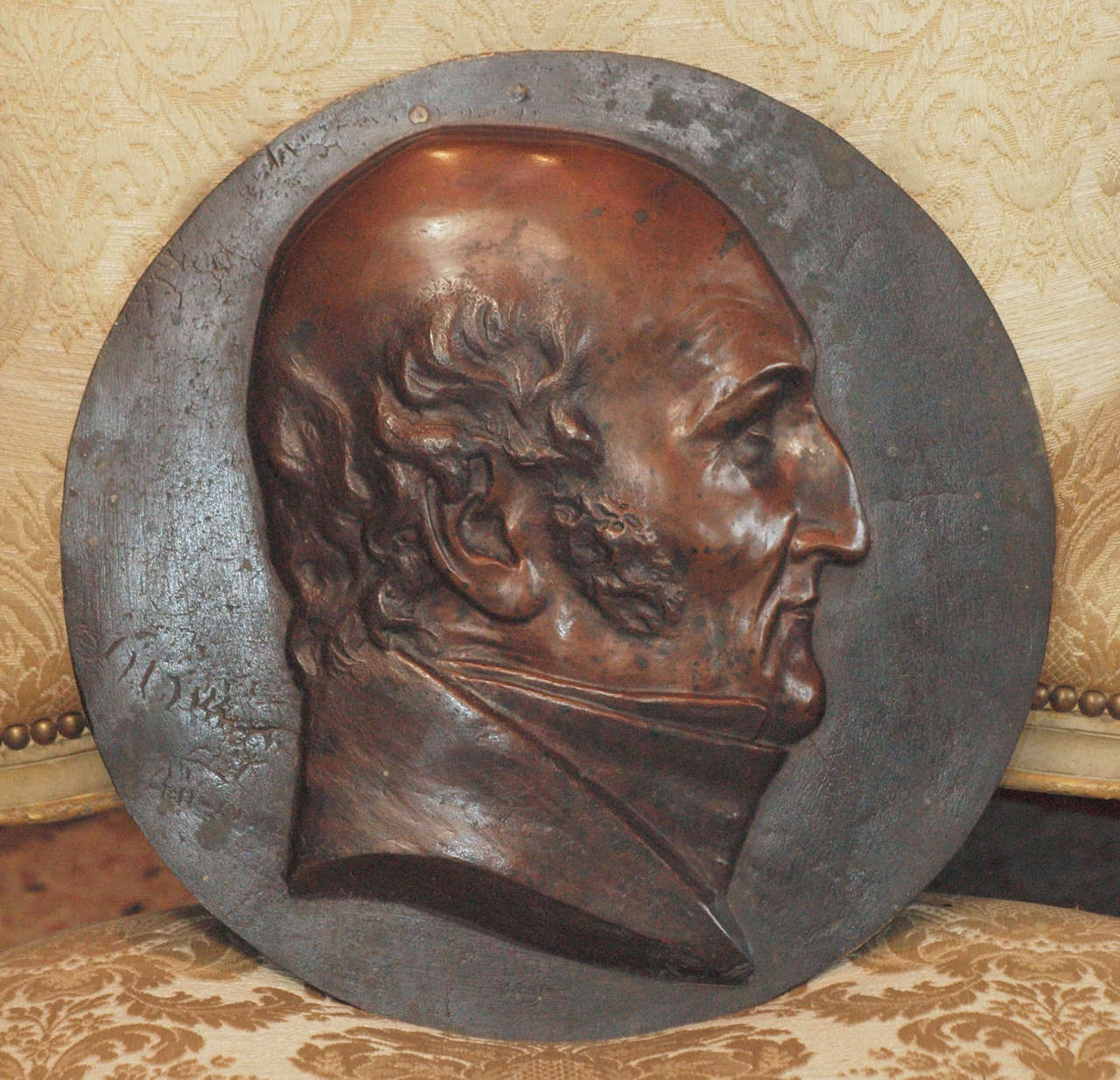 20th Century Bronze Portrait Rondel