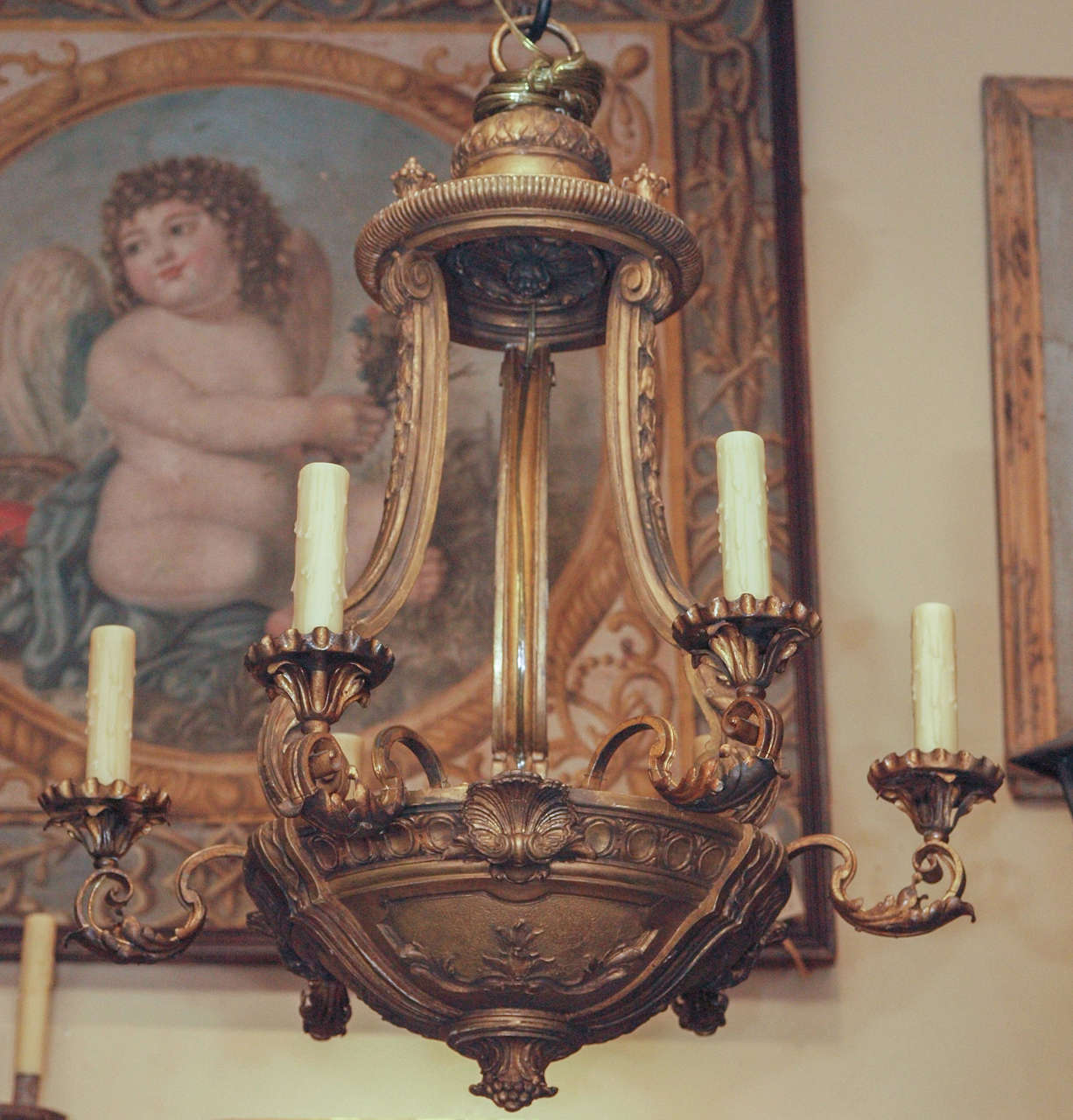 Gold Painted Chandelier